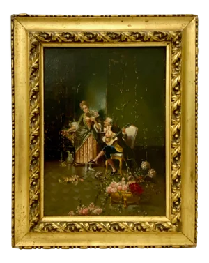 Classic Italian Romance Oil Painting Signed Castiglione
