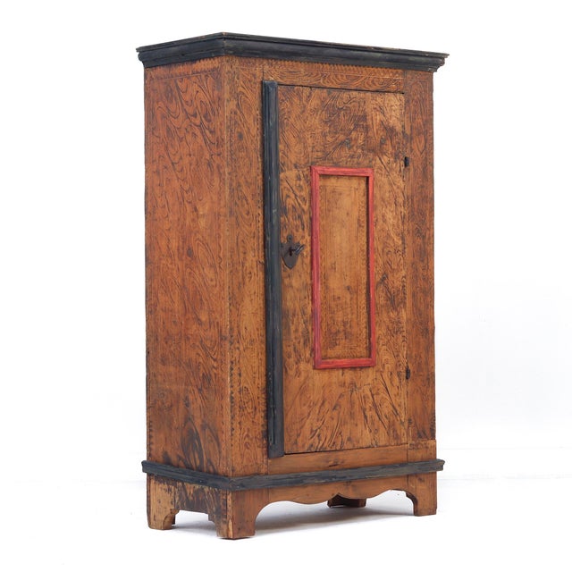 Antique Rustic Farmhouse Primitive Folk Art Painted Cabinet For Sale - Image 14 of 14