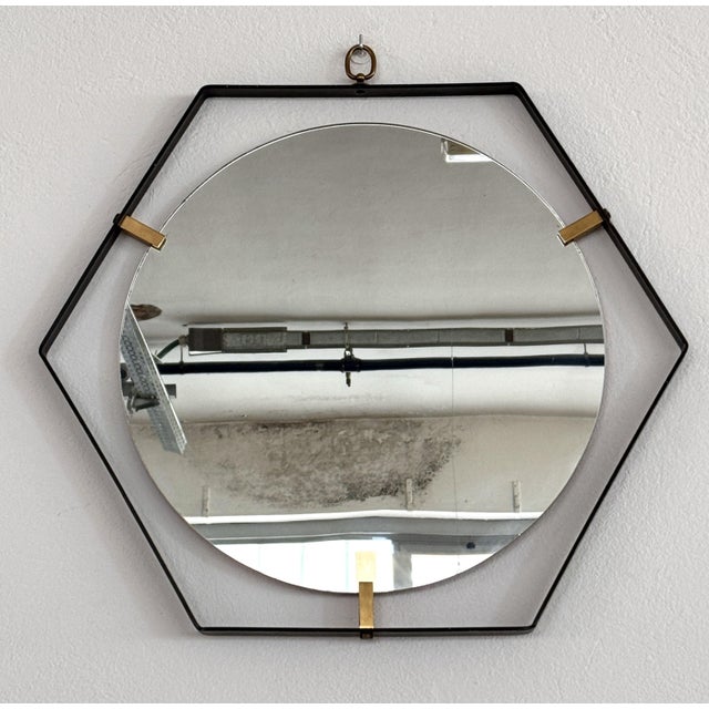 1960s Vintage Italian Wall Mirror attributed to Santambrogio & De Berti, 1960 For Sale - Image 5 of 13