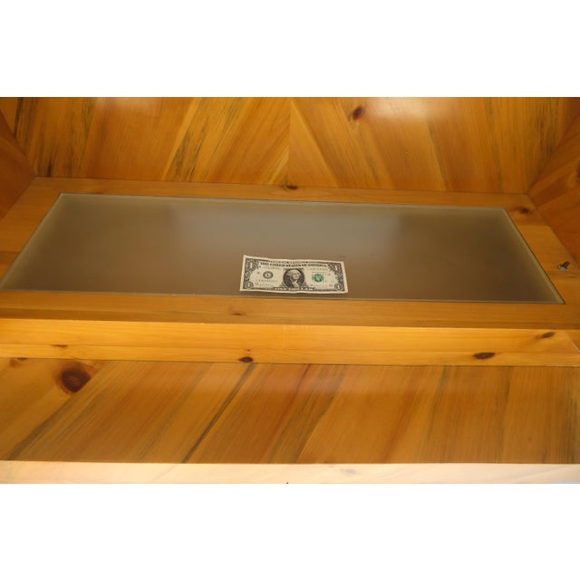 Milo Baughman Thayer Cogging Yew Wood Cantilever Console Chine Display Cabinet For Sale - Image 13 of 15