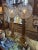 Pair of Mid 20th Century Brass and Marble With Cut Crystal Open Globe Torchiere Buffet Lamps For Sale - Image 4 of 12