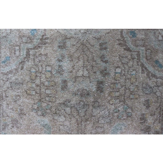 Mid 20th Century Neutral and Earth Tone Vintage Persian Lilihan Rug With Medallion in Taupe For Sale - Image 5 of 12