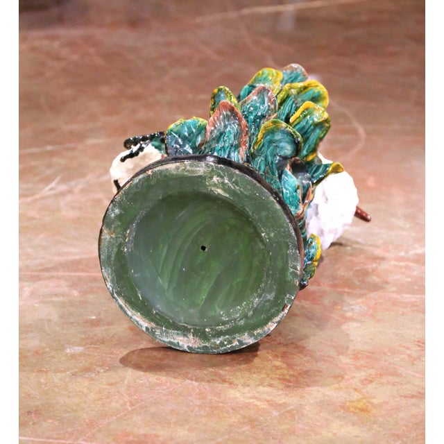 Late 19th Century French Barbotine Majolica Umbrella Stand With Stork and Frog For Sale - Image 14 of 14