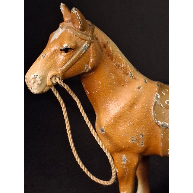 1920s Antique Hubley Cast Iron Standing Horse Figurine, Saddle & Reins, Original Paint C. 1920s For Sale - Image 5 of 11