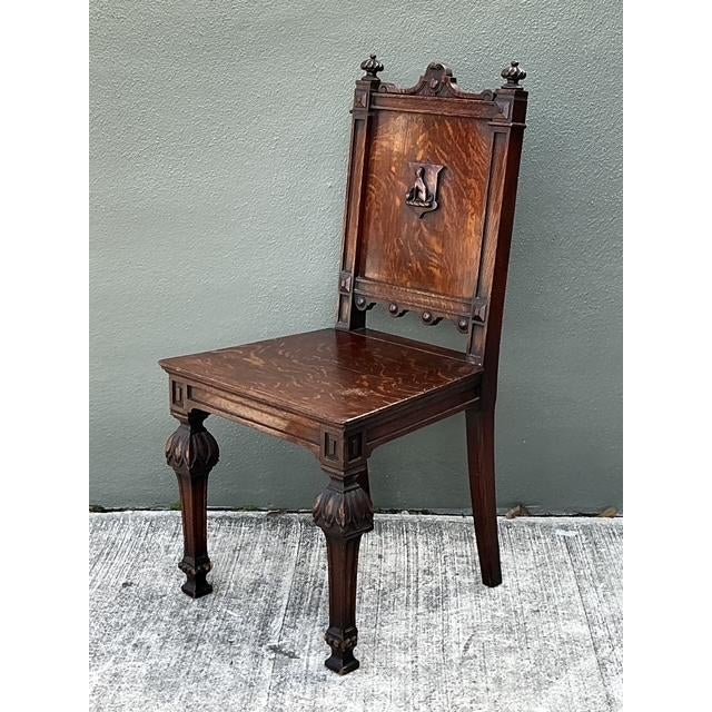 Vintage English Hall Chair With Dog Motif For Sale In West Palm - Image 6 of 12
