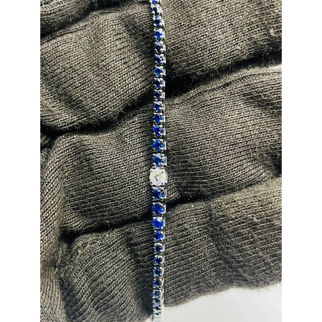 Elegant 18k Gold Blue Sapphire 2.74ct & Diamond 0.45ct Bracelet For Sale In New York - Image 6 of 10