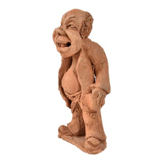 Early 20th Century Smiling Male Clay Figure Malawi For Sale