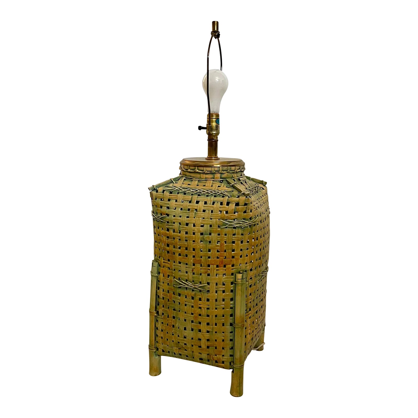 1980s Woven Basket Lamp Chairish