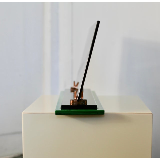 Glass Smoked Mirror, Black Glass and Green Stone Support, France, 1958 For Sale - Image 7 of 15