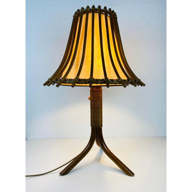 Midcentury Teak and Rattan Table Lamp, circa 1970 For Sale - Image 10 of 12