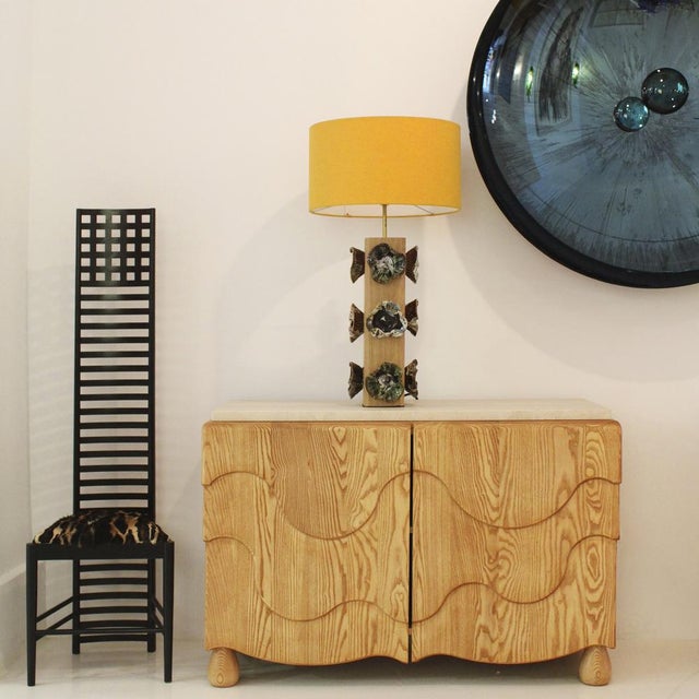 German Ceramic Flower and Oak Table Lamps, Germany, 2010s, Set of 2 For Sale - Image 10 of 11