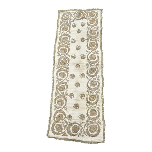Gold Metallic Embroidered Antique Textile For Sale