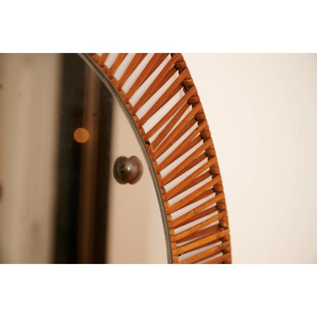 Franco Albini Cane Mirror with Brass Details by Franco Albini, 1960 For Sale - Image 4 of 5