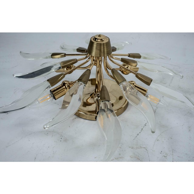 Brass and Crystal Ceiling Lamps, Italy, 1970s, Set of 3 For Sale - Image 9 of 18