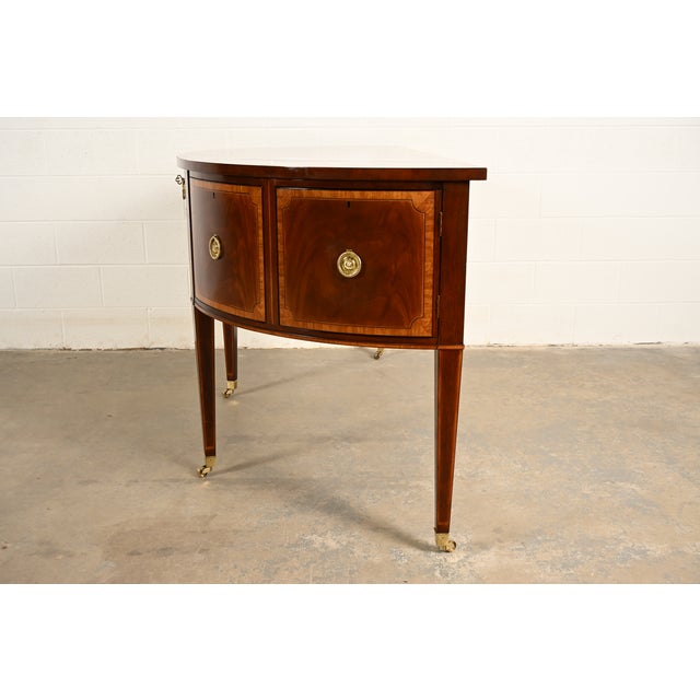 Baker Furniture Federal Inlaid Mahogany Demilune Sideboard Credenza For Sale - Image 15 of 17