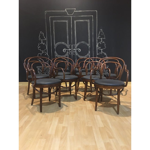 Black Mid-Century Modern Bentwood Dining Chairs With Black Upholstery by Shelby Williams- Set of 8 For Sale - Image 8 of 8