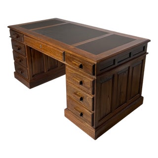 Antique Double-Sided Executive Desk in Elm For Sale