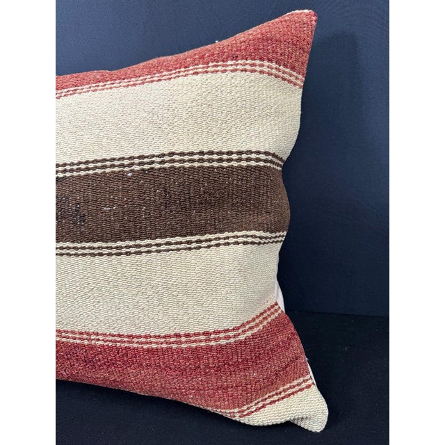 Contemporary Turkish Hemp Pillow Cushion Natural Beige Red Cushion Cover 20"x20" For Sale - Image 3 of 4