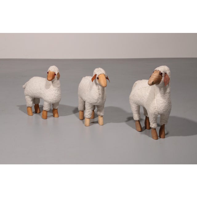 Iconic sheep by Hanns Peter Krafft, made in Germany in 1982. These sheep are in their original condition, wonderfully soft...