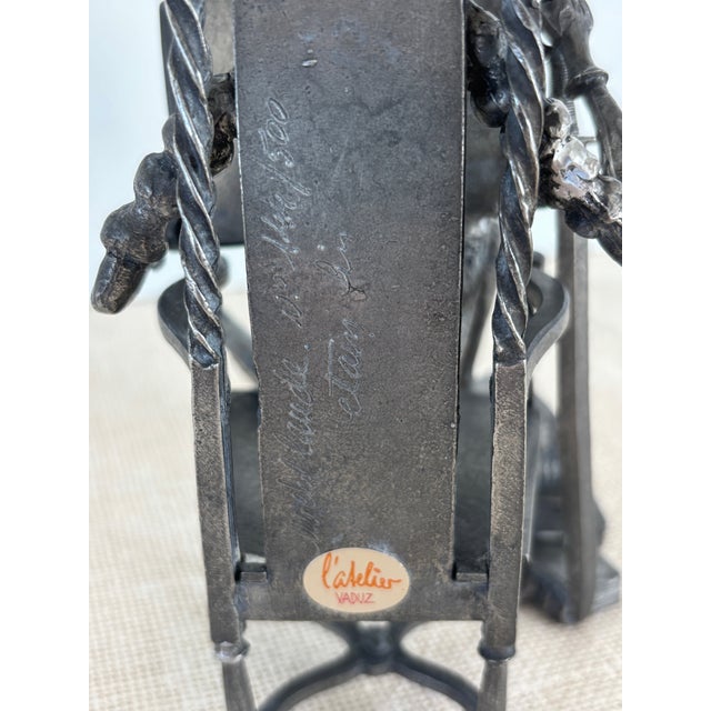 1980s Vintage Cast Pewter Etain Don Quixote Reading Sculpture Michel Laude / Lande For Sale - Image 5 of 9