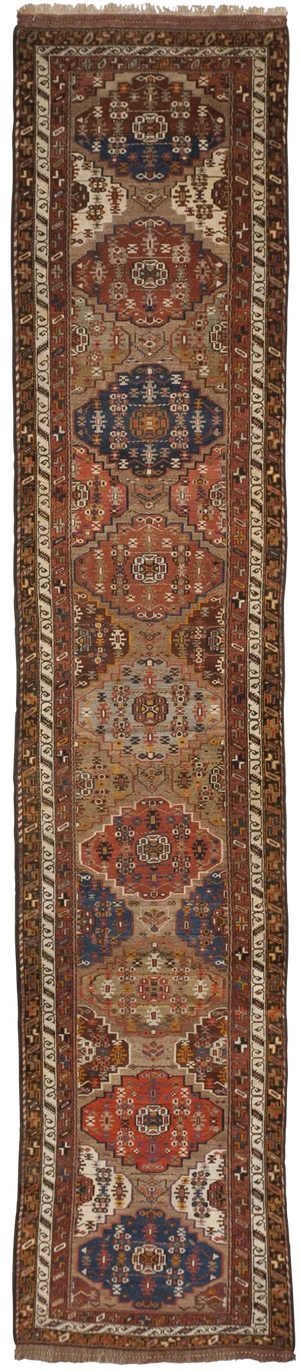 Antique Kurdish Runner Rug - 3'4"x 15'10"