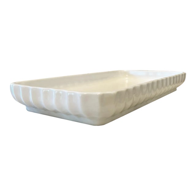 Vintage Waterworks Scalloped Ceramic Tray For Sale