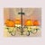 Late 20th-century large-scale 6-light Palm Beach Regency painted pole palm tree chandelier with wood-look shades. In very...