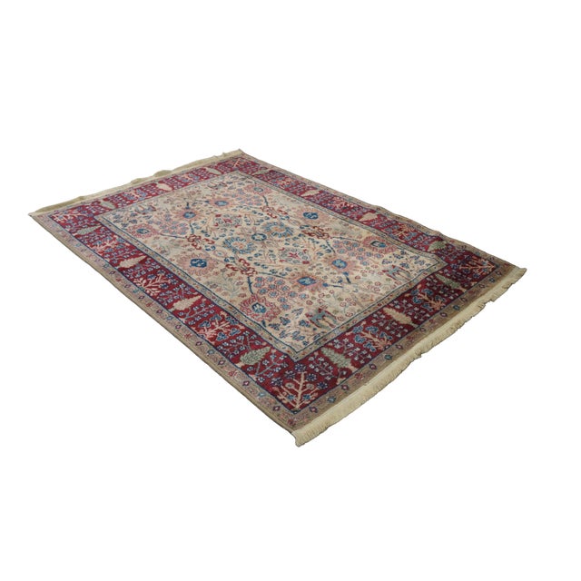 Vintage American Made Karastan 900-901 Tea Wash Samovar Area Rug. Made from 100% wool with a geometric foliate design with...