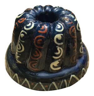 French Blue Earthenware Cake Pudding Ceramic Mold, 20th Century