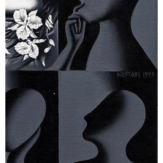 Original oil painting on canvas. Hand signed and dated on front; hand signed, titled and date on verso by Mark Kostabi....
