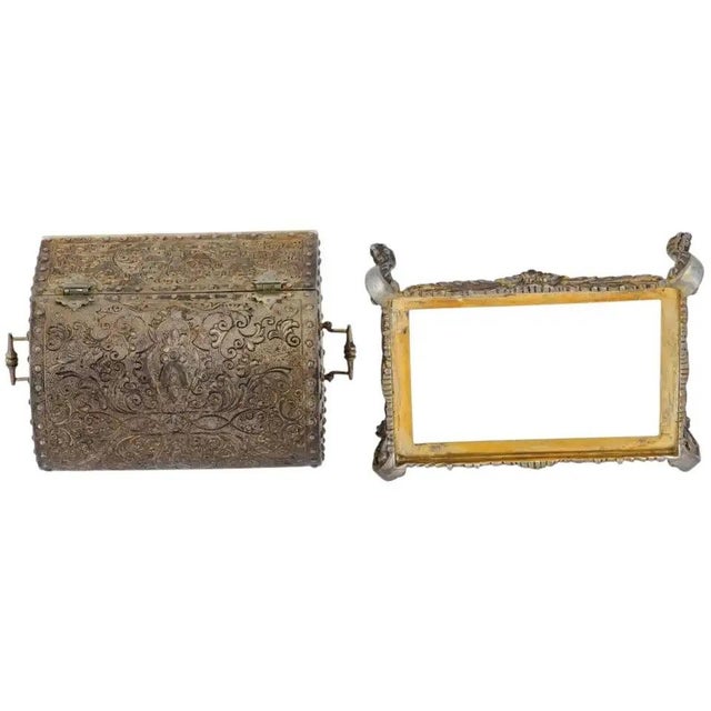 Late 19th Century Antique Portuguese Sterling Silver Box With Stand For Sale - Image 4 of 7