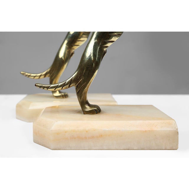 Metal Art Deco Bookends in Copper with Marble Bases, France, 1930s, Set of 2 For Sale - Image 7 of 11
