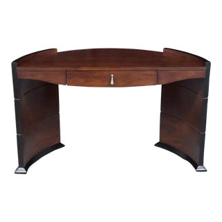 Handcrafted Mahogany-Stained Modern Desk With Ebonized Accents For Sale