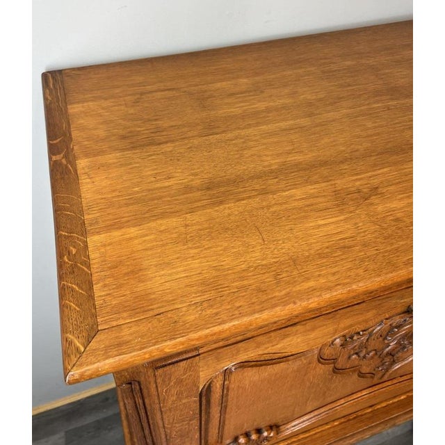 Vintage French Louis Style Carved Oak Cabinet with Drawer For Sale - Image 11 of 12