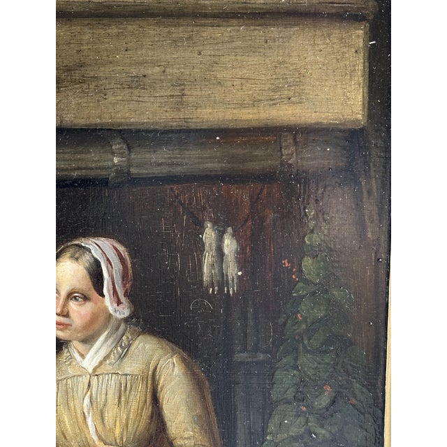 Girl by the Window with Delft Jug, 1750, Oil & Wood For Sale - Image 3 of 9
