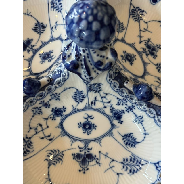 Royal Copenhagen Blue Fluted Full Lace Three-Section Serving Dish No. 1005 For Sale - Image 9 of 12