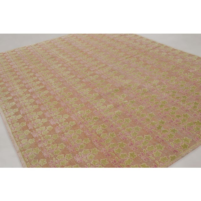 Contemporary Contemporary Block Print Floral Wool Custom Rug by Rug & Kilim, India For Sale - Image 3 of 10