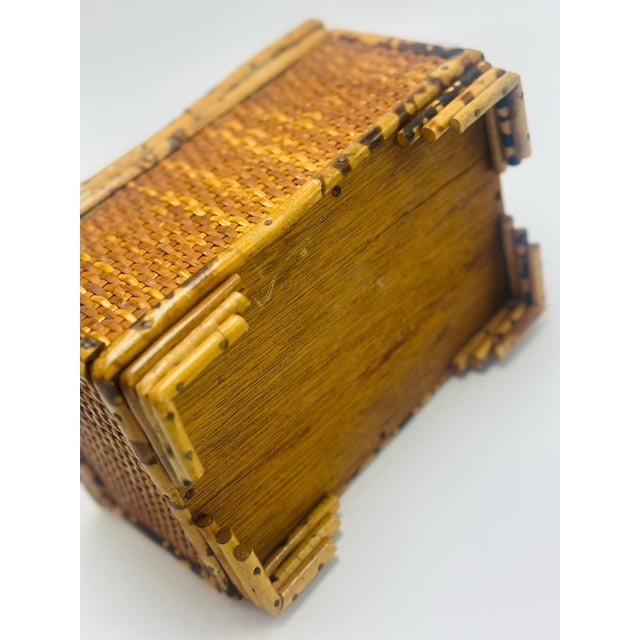 Brown Vintage Bamboo Decorative Box For Sale - Image 8 of 9