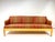 Sofa designed by Carl Malmsten for O.H. Sjogren. Birch wood frame with original upholstery. Made in Sweden. 1970's