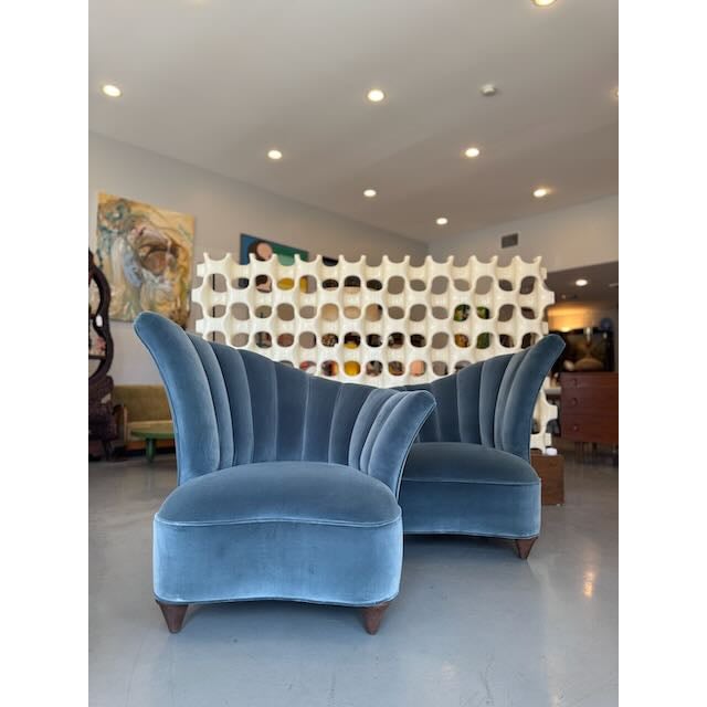 Vintage Pair of Art Deco Style Velvet Chairs For Sale - Image 4 of 15