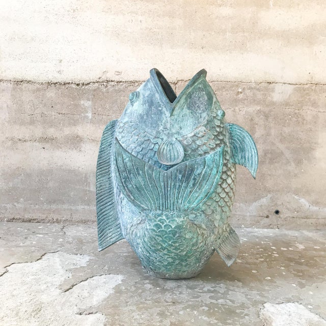 Impressive Koi Fish Sculpture in Solid Bronze Lovely Legendary Japanese Art Chairish