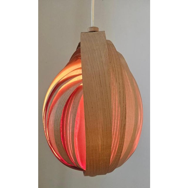 Vintage Wooden Pendant Light in the style of Hans-Agne Jakobsson, Sweden, 1960s For Sale - Image 6 of 14