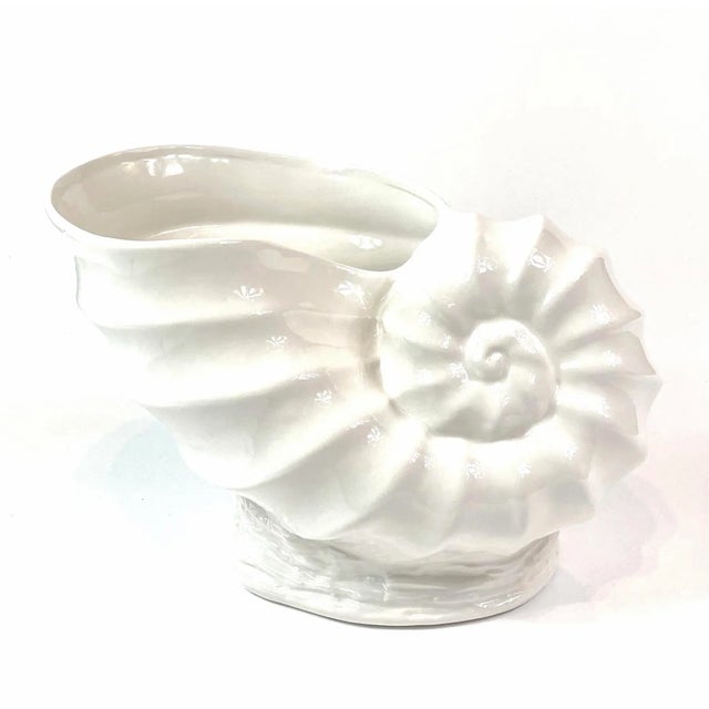 Ceramic Vintage Large Italian Glazed Ceramic Nautilus Shell Planter / Cachepot / Wine Cooler / Champagne Bucket For Sale - Image 7 of 7