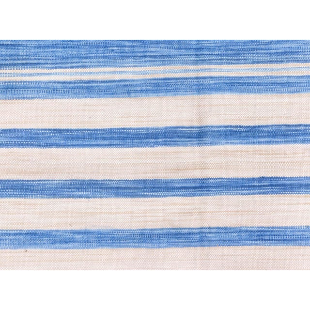 Contemporary Striped Blue Dhurrie Rug by Doris Leslie Blau For Sale - Image 4 of 10