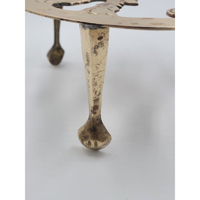 19th Century Antique Scottish Lion Rampant Brass Table Trivet For Sale - Image 4 of 12