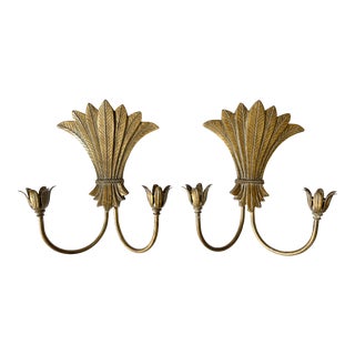 Late 20th Century Wheat Sheaf Candle Sconces - a Pair For Sale