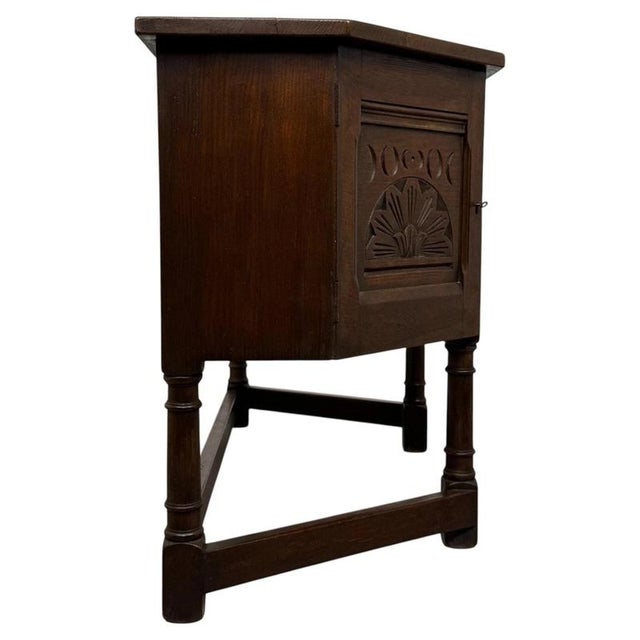 Wood Early 20th Century English Carved Oak Writing Desk For Sale - Image 7 of 13
