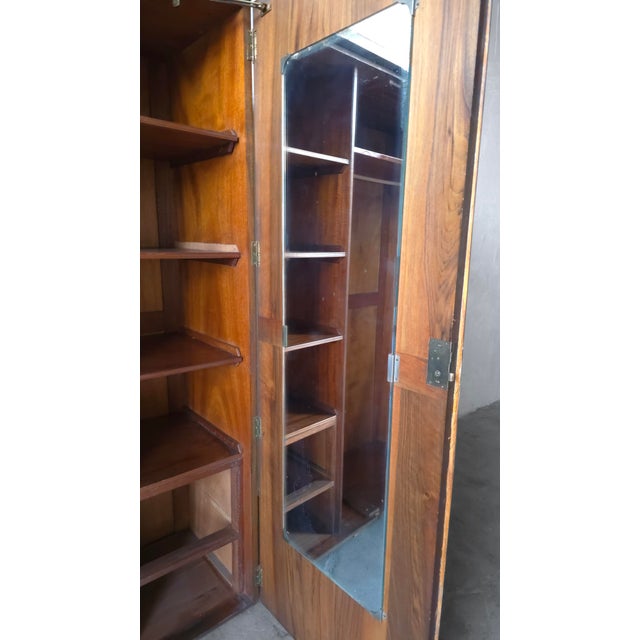 Art Deco Bookmatched Walnut Armoire Wardrobe For Sale In Las Vegas - Image 6 of 9