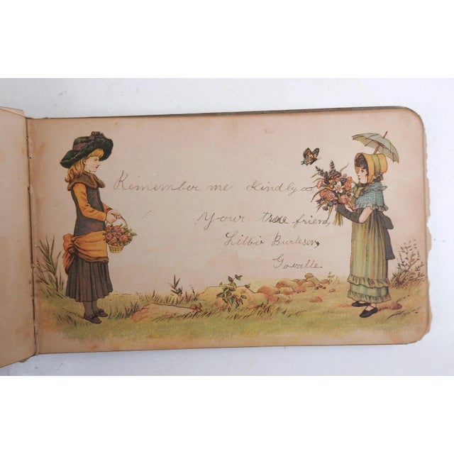 Late 19th Century Kate Greenaway Style Illustrated Autograph Book Album For Sale - Image 9 of 11