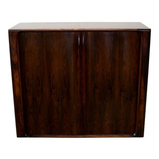 Danish Modern Rosewood Tambour Door Wardrobe Dresser For Sale